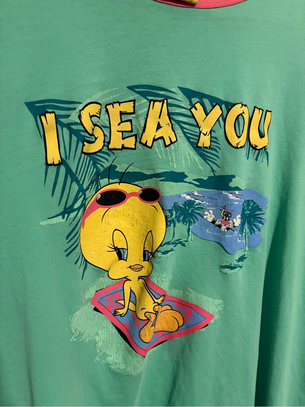 Vintage 90’s Tweety 'I Sea You' Graphic Tee - Mint Green